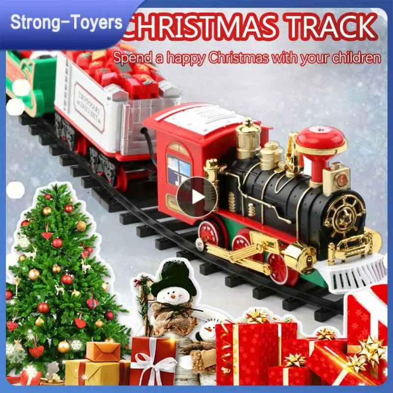 

Рождественский Электрический поезд, мини-Санта-Клаус, железнодорожный автомобиль, креативная Рождественская елка, Рождественский Декор, детские игрушки, подарки, набор поездов