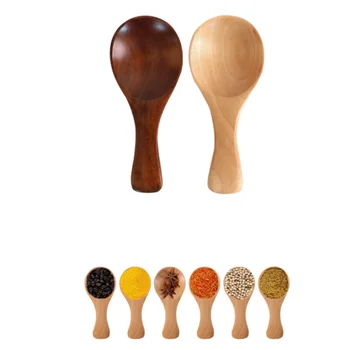 Wooden Coffee Spoons 4PCS Mini Kitchen Spice Seasoning Spoons Sugar Tea Short Handled Wooden Childrens Spoons