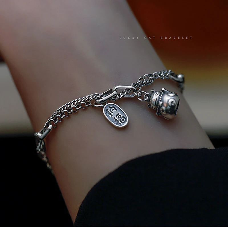 Real S925 sterling silver bracelets for women lucky cat pendant bracelet fine jewelry for women fashion bracelet and bangle
Real S925 sterling silver bracelets for women lucky cat pendant bracelet fine jewelry for women fashion bracelet and bangle