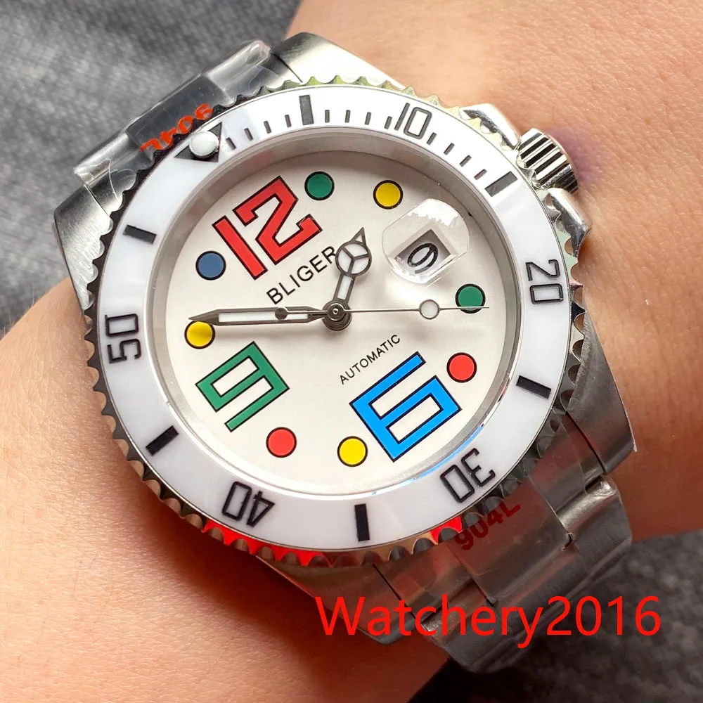 New 40mm Bliger White dial ceramic Bezel date window Sapphire Glass Case Luminous Hands Automatic Mechanical Men's Watch
New 40mm Bliger White dial ceramic Bezel date window Sapphire Glass Case Luminous Hands Automatic Mechanical Men's Watch