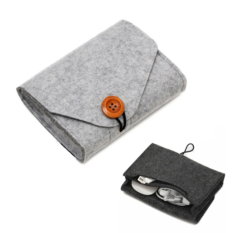 

Mini Felt Storage Bags Key Coin Package Chargers Storage Pouch For Travel USB Data Cable Mouse Electronic Gadget Organizer Case