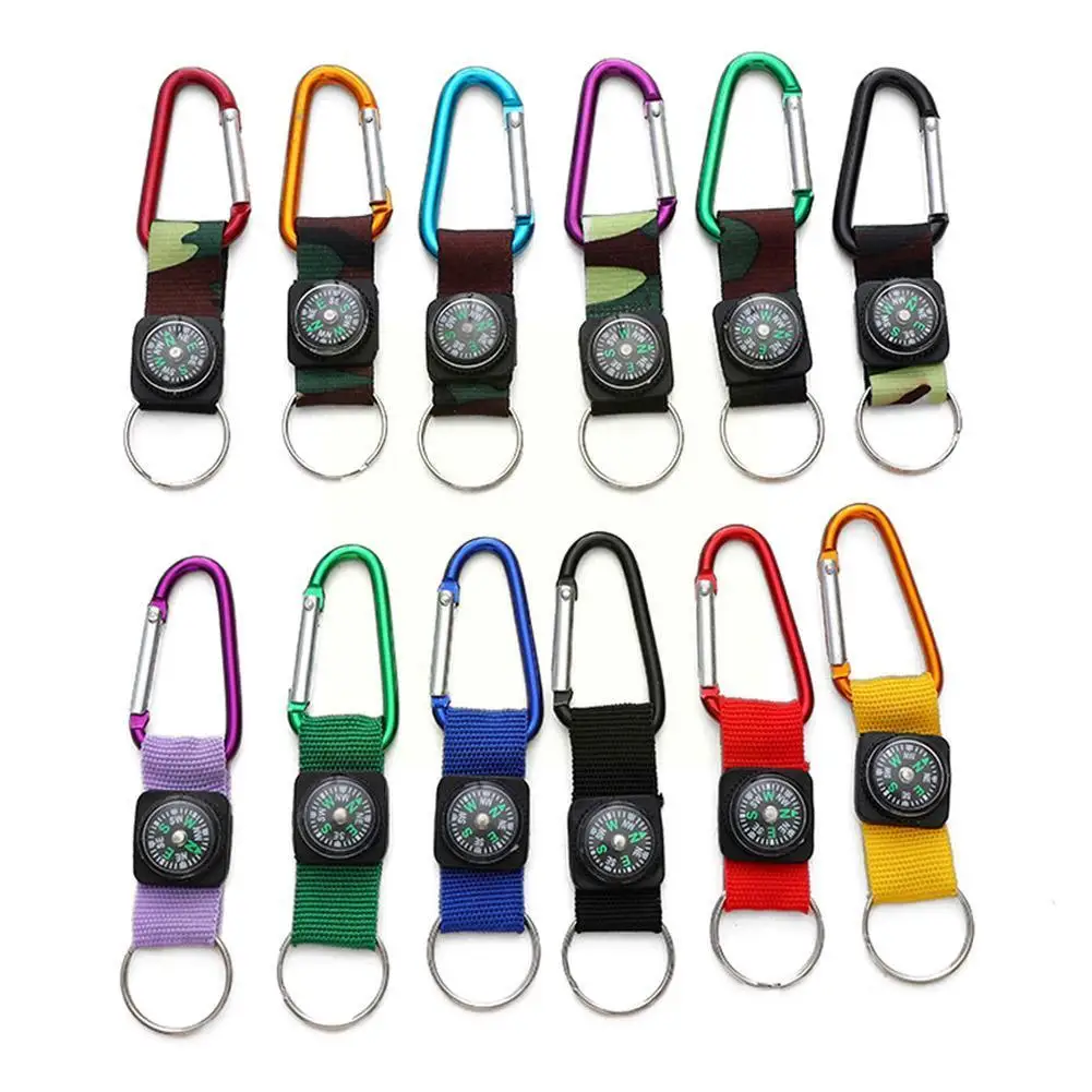 

2PCS Camping Outdoor Tools Multi Compasses Pointer Thermometer Accessories Compass Metal Climbing Sports Keychain Hook Mini L0R2