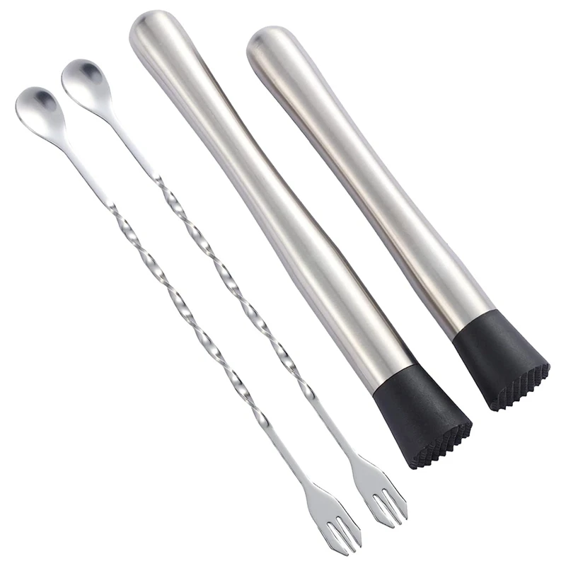 Cocktail Muddler With 2 Mixing Spoon 10Inch &8Inch 304 Stainless Steel Silver For Making Delicious Mojitos&Other Fruit Drinks
Cocktail Muddler With 2 Mixing Spoon 10Inch &8Inch 304 Stainless Steel Silver For Making Delicious Mojitos&Other Fruit Drinks