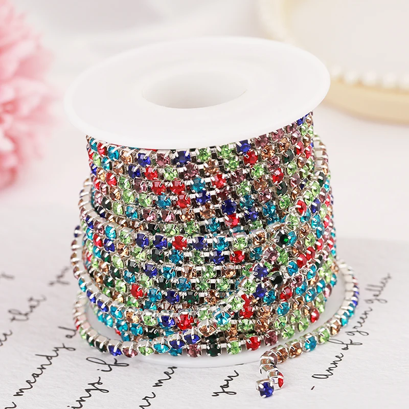 Promotion SS16 4mm Sliver Base Mix Color Glass Rhinestone Cup Chain Glitter Colorful Crystal Rhinestone Chain Trim Accessories
Promotion SS16 4mm Sliver Base Mix Color Glass Rhinestone Cup Chain Glitter Colorful Crystal Rhinestone Chain Trim Accessories