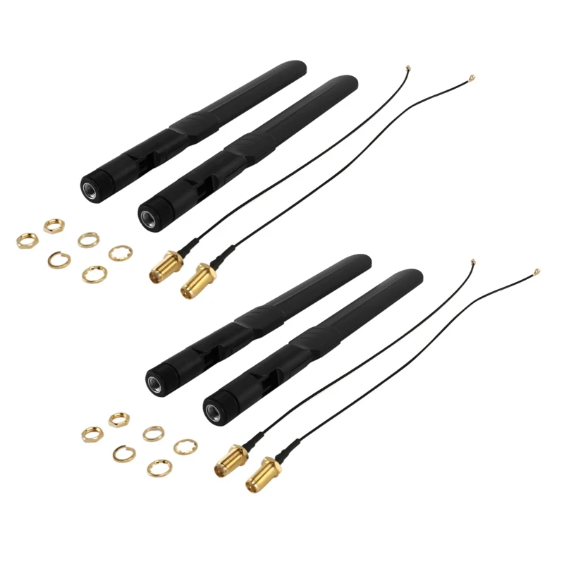 Dual Band Wifi 2.4Ghz 5Ghz 5.8Ghz 8Dbi RP-SMA Male Antenna & 20Cm 8 Inch U.FL MHF4 To RP-SMA Female Pigtail Cable 4-Pack
Dual Band Wifi 2.4Ghz 5Ghz 5.8Ghz 8Dbi RP-SMA Male Antenna & 20Cm 8 Inch U.FL MHF4 To RP-SMA Female Pigtail Cable 4-Pack