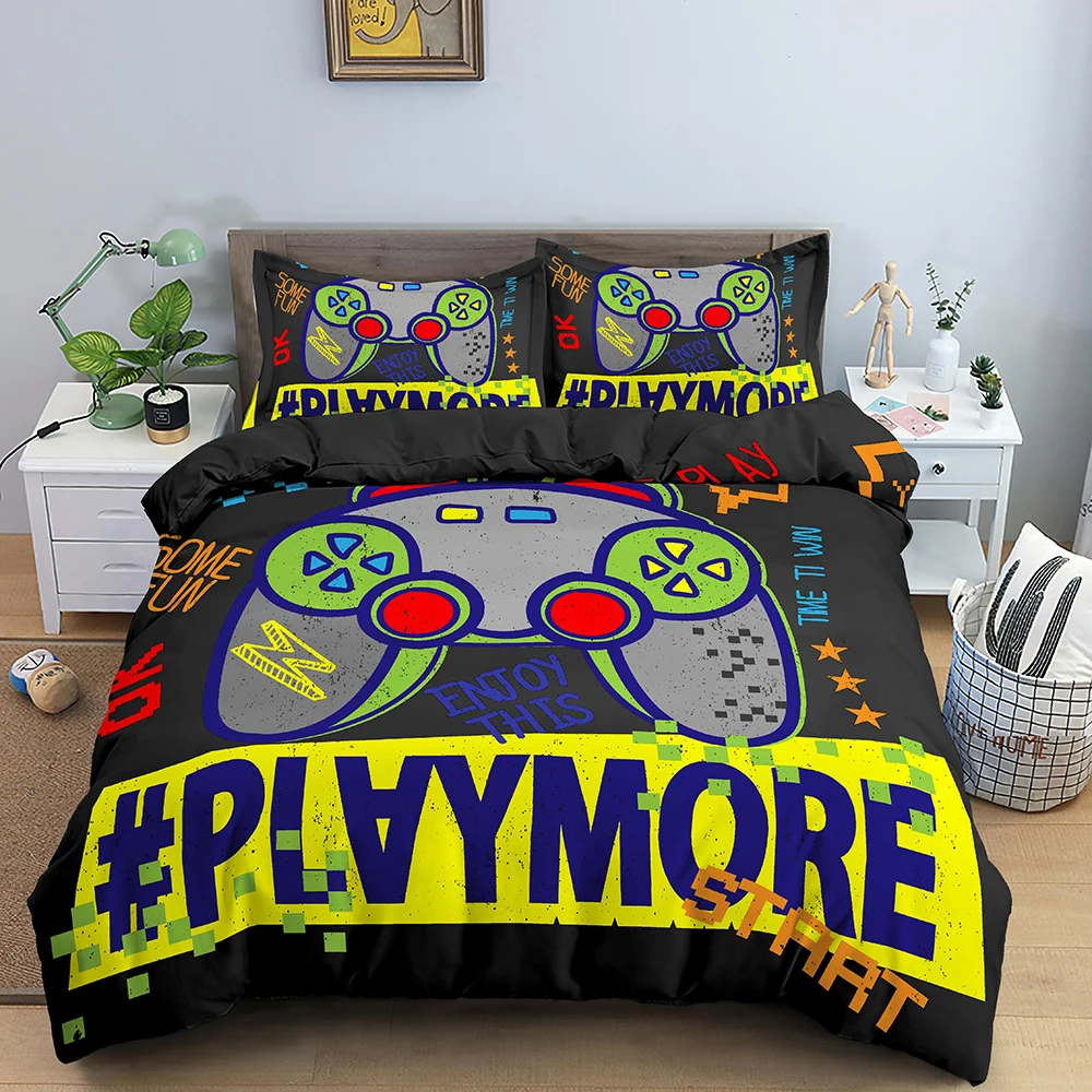 Gamepad Polyester Duvet Cover Set Colourful Button King Play Gamer Bedding Set for Child Game Room DecorKid Teen Man Video Game
Gamepad Polyester Duvet Cover Set Colourful Button King Play Gamer Bedding Set for Child Game Room DecorKid Teen Man Video Game