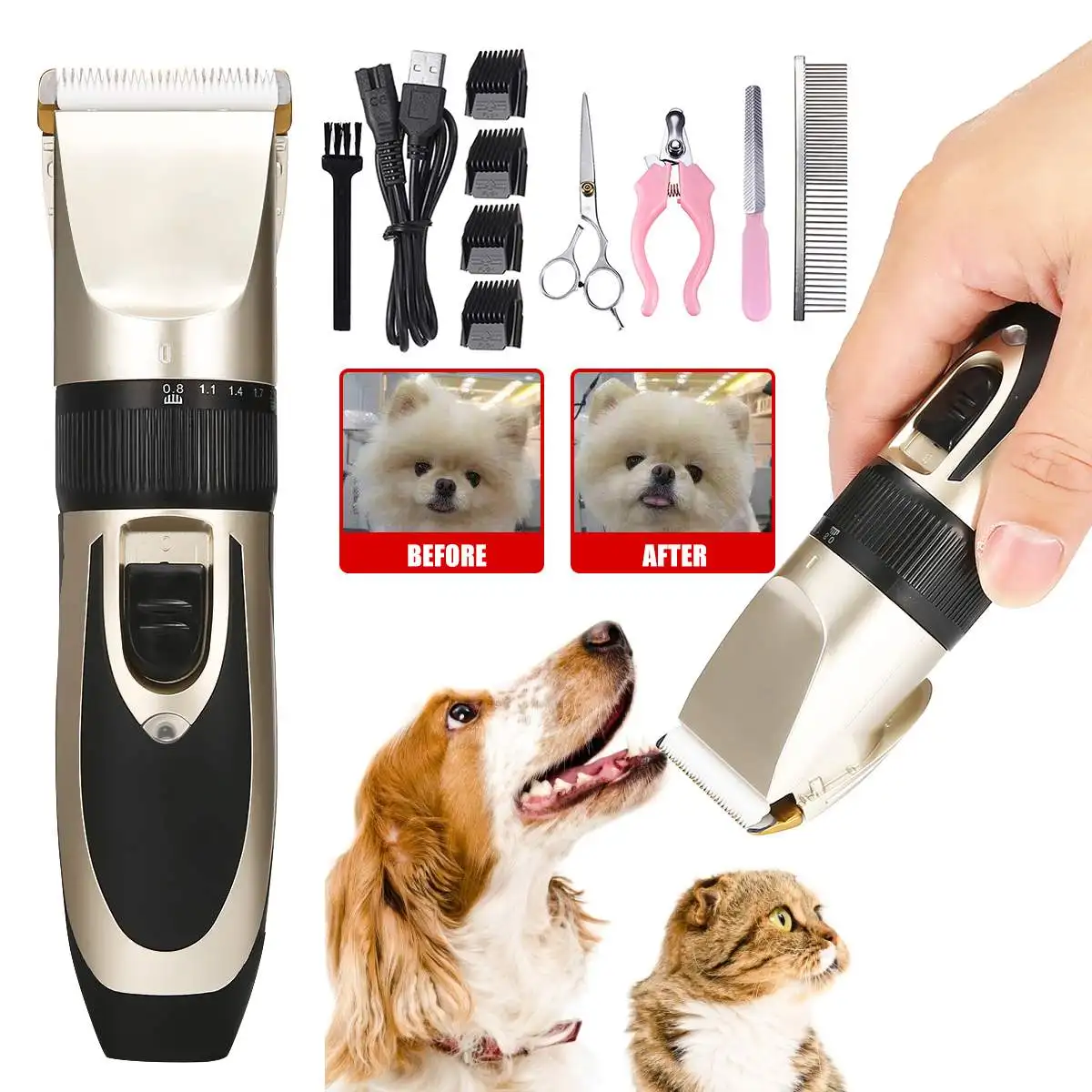 Professional Pet Cat Dog Hair Trimmer Animal Grooming Clipper Cat Cutter Pet Shaver USB Electric Clipper Hair Cutting Machine
Professional Pet Cat Dog Hair Trimmer Animal Grooming Clipper Cat Cutter Pet Shaver USB Electric Clipper Hair Cutting Machine