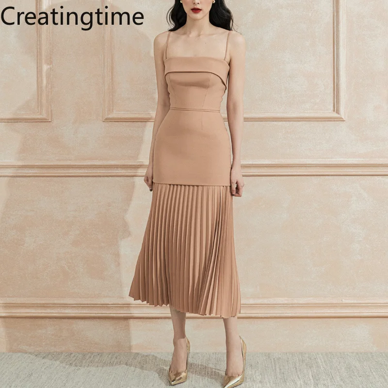 Creatingtime 2022 летнее Новое корейское элегантное модное женское однотонное Плиссированное лоскутное платье на бретельках с высокой талией GA036
Creatingtime 2022 летнее Новое корейское элегантное модное женское однотонное Плиссированное лоскутное платье на бретельках с высокой талией GA036