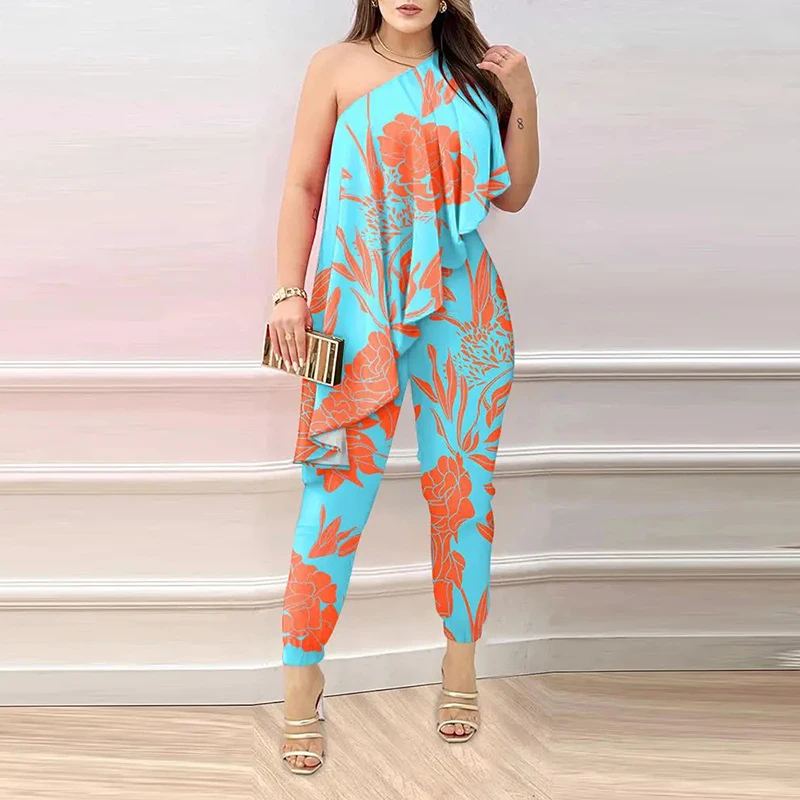 Female Solid Color Diagonal Shoulder Jumpsuits Fashion Ruffles Simple Office Overalls Elegant New Summer Slim Long Pants Romper
Female Solid Color Diagonal Shoulder Jumpsuits Fashion Ruffles Simple Office Overalls Elegant New Summer Slim Long Pants Romper