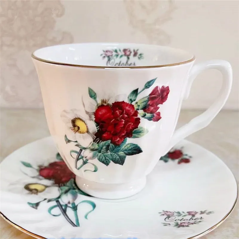 Bone China Ceramic Coffee Cup & Saucer Afternoon Tea Set Kitchen Drinking Utensil Ero-friendly Tableware Overglaze Flowers 220ML
Bone China Ceramic Coffee Cup & Saucer Afternoon Tea Set Kitchen Drinking Utensil Ero-friendly Tableware Overglaze Flowers 220ML