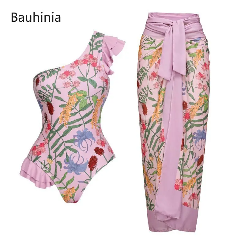 Bauhinia One Shoulder Ruffle One Piece Swimsuit Vintage Style Print Swimwear Women's Push Up Bathing Suits Beachwear Monokini
Bauhinia One Shoulder Ruffle One Piece Swimsuit Vintage Style Print Swimwear Women's Push Up Bathing Suits Beachwear Monokini