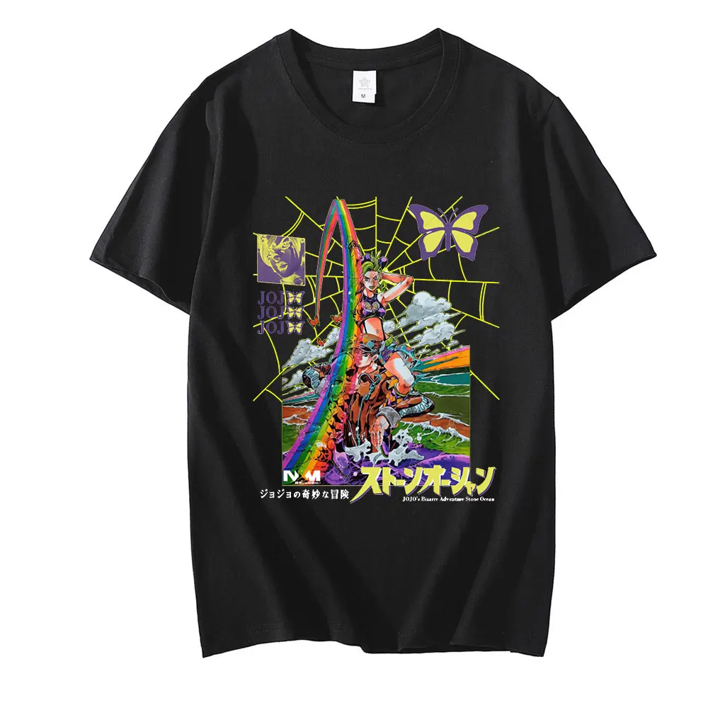 Japanese Anime Jojo Bizarre Adventure Jolyne Cujoh Graphics Print T-shirt Short-sleeved Casual Loose T-shirts Streetwear Men
Japanese Anime Jojo Bizarre Adventure Jolyne Cujoh Graphics Print T-shirt Short-sleeved Casual Loose T-shirts Streetwear Men