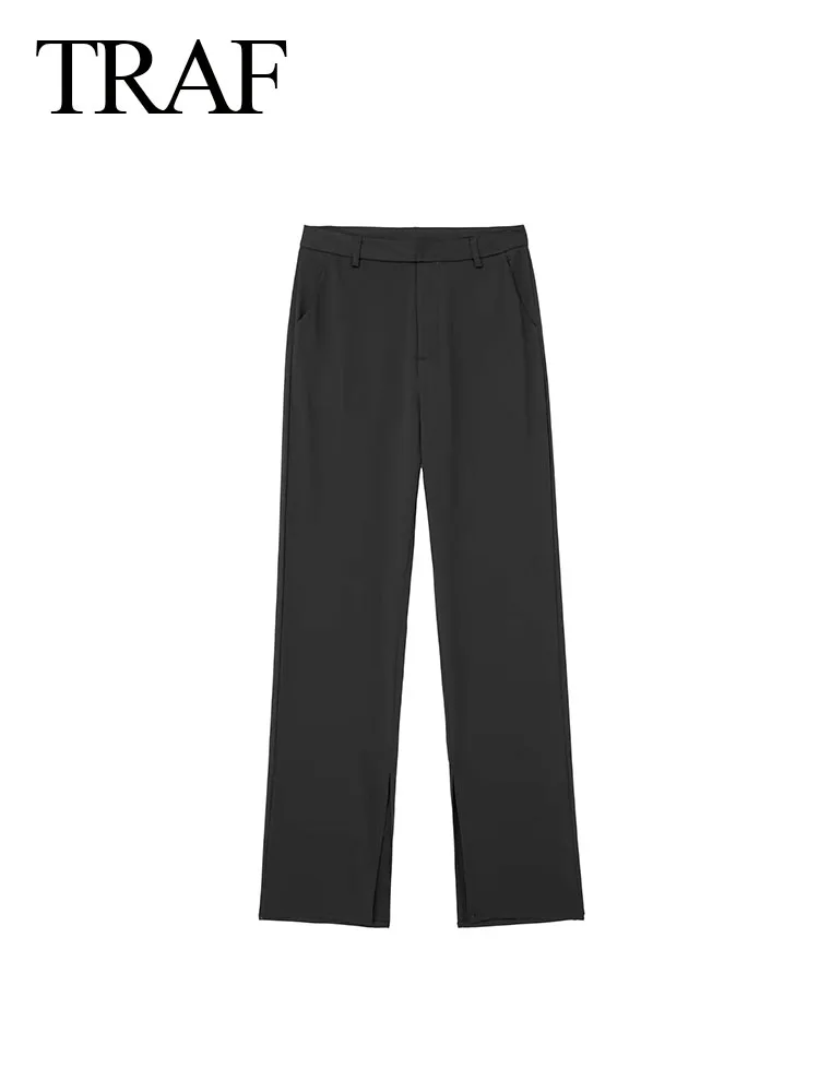 TRAF 2023 Female New Fashion Front Split Pencil Pants Black High Waist Back Pocket Zipper Summer Women's Casual Long Pants
TRAF 2023 Female New Fashion Front Split Pencil Pants Black High Waist Back Pocket Zipper Summer Women's Casual Long Pants