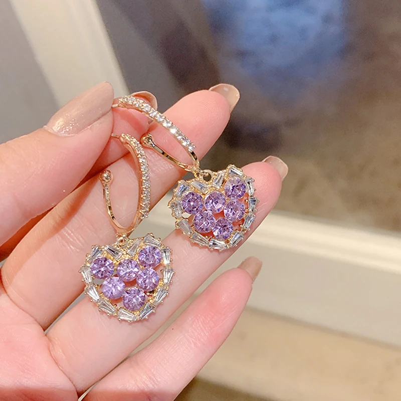 New Fashion Heart Drop Earrings for Women Delicate Purple Zircon Earrings Korean Love Party Jewelry Gifts Wholesale
New Fashion Heart Drop Earrings for Women Delicate Purple Zircon Earrings Korean Love Party Jewelry Gifts Wholesale