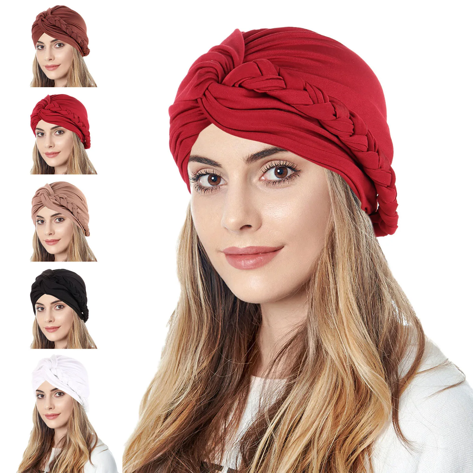 

Женский тюрбан, хлопковый топ с узлом, Цветочный декор, головной убор, мусульманская женская Обложка для волос, облегающая шапочка, головной убор, однотонная индийская шапка, аксессуары