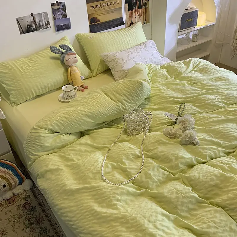 2022 Summer Home Textiles Four-piece Green Bubble Princess Quilt Cover Bedding Simple Fashionable and Comfortable
2022 Summer Home Textiles Four-piece Green Bubble Princess Quilt Cover Bedding Simple Fashionable and Comfortable