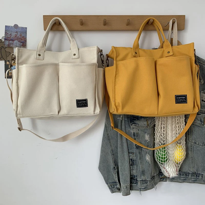 Hylhexyr Fashion Shopping Bag High Quality Handbags Cotton Canvas Tote Shoulder Messenger Bags With Outside Pockets
Hylhexyr Fashion Shopping Bag High Quality Handbags Cotton Canvas Tote Shoulder Messenger Bags With Outside Pockets