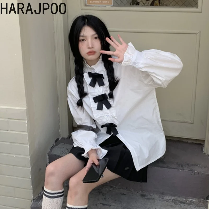 Harajpoo Clothing Women Sweet Wood Ears Japanese High Collar Bowknot Puff Sleeve Loose 2022 Spring Vintage Casual Blouses Ins
Harajpoo Clothing Women Sweet Wood Ears Japanese High Collar Bowknot Puff Sleeve Loose 2022 Spring Vintage Casual Blouses Ins