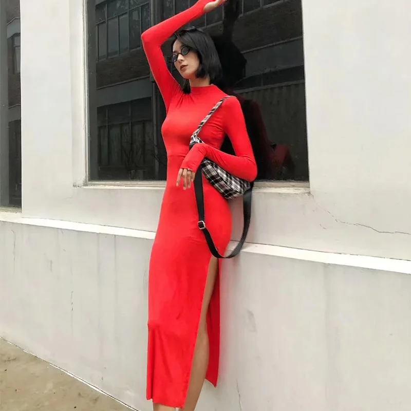 Новинка 2022, соблазнительные однотонные Длинные платья-стрейч с круглым вырезом для женщин, женское вечернее платье миди с разрезом, женское... 
Новинка 2022, соблазнительные однотонные Длинные платья-стрейч с круглым вырезом для женщин, женское вечернее платье миди с разрезом, женское...