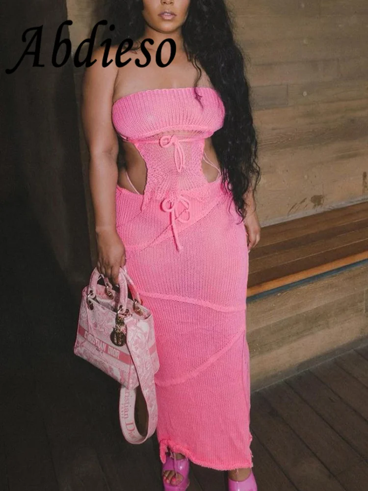 Abdieso 2023 Summer Knitted Backless Sexy Two Piece Sets Women Beach Outfits Fashion Strapless Top And Long Skirts Matching Sets 
Abdieso 2023 Summer Knitted Backless Sexy Two Piece Sets Women Beach Outfits Fashion Strapless Top And Long Skirts Matching Sets