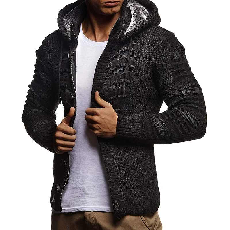 2022 Men's Knitted Hooded Cardigan Winter Fashion Sweater Men's Casual Single Breasted Monochrome Oversized Sweater
2022 Men's Knitted Hooded Cardigan Winter Fashion Sweater Men's Casual Single Breasted Monochrome Oversized Sweater
