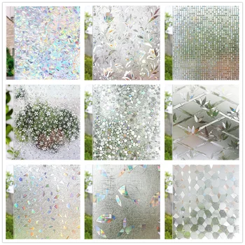 Window Privacy Film Stained Glass Film Static Cling Decorative Vinyl Removable Window Tint UV Blocking Stickers for Home Office