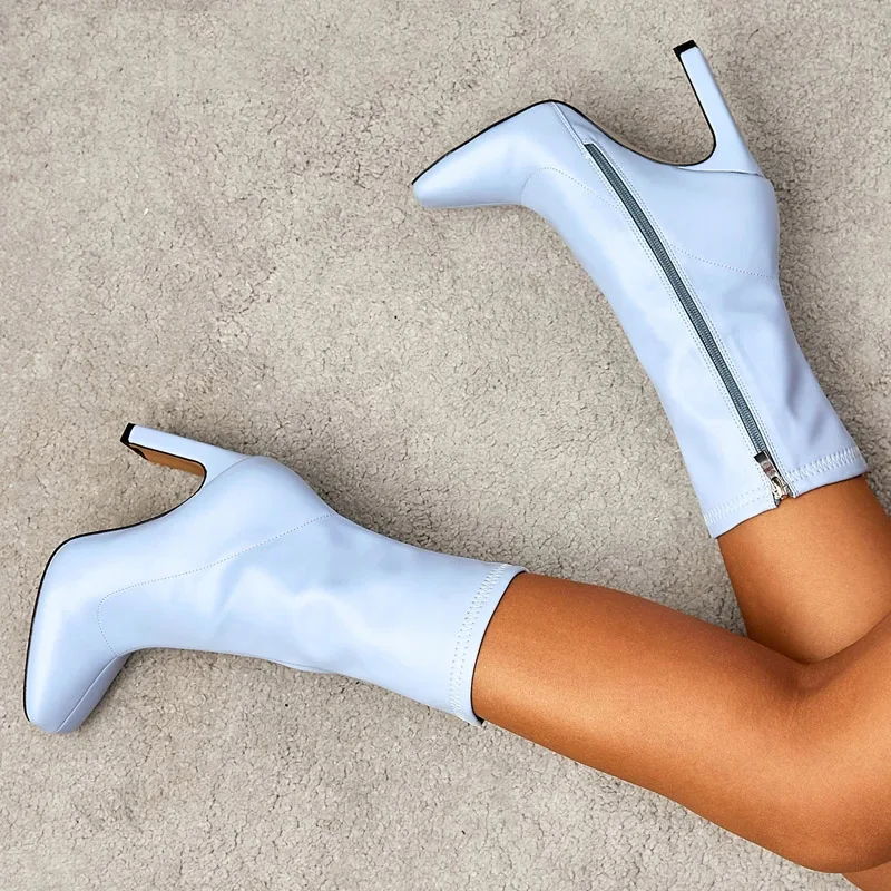 Comemore Size 35-42 Women Square Head Ankle Short Boots Fashion High Heels Autumn Winter Shoes Zipper Lady Blue Botas De Mujer
Comemore Size 35-42 Women Square Head Ankle Short Boots Fashion High Heels Autumn Winter Shoes Zipper Lady Blue Botas De Mujer