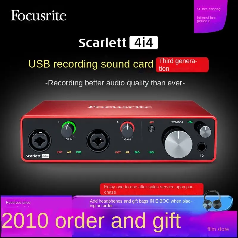 

Focusrite Scarlett 4i4 Three-Generation USB Sound Card Professional Recording Audio Interface