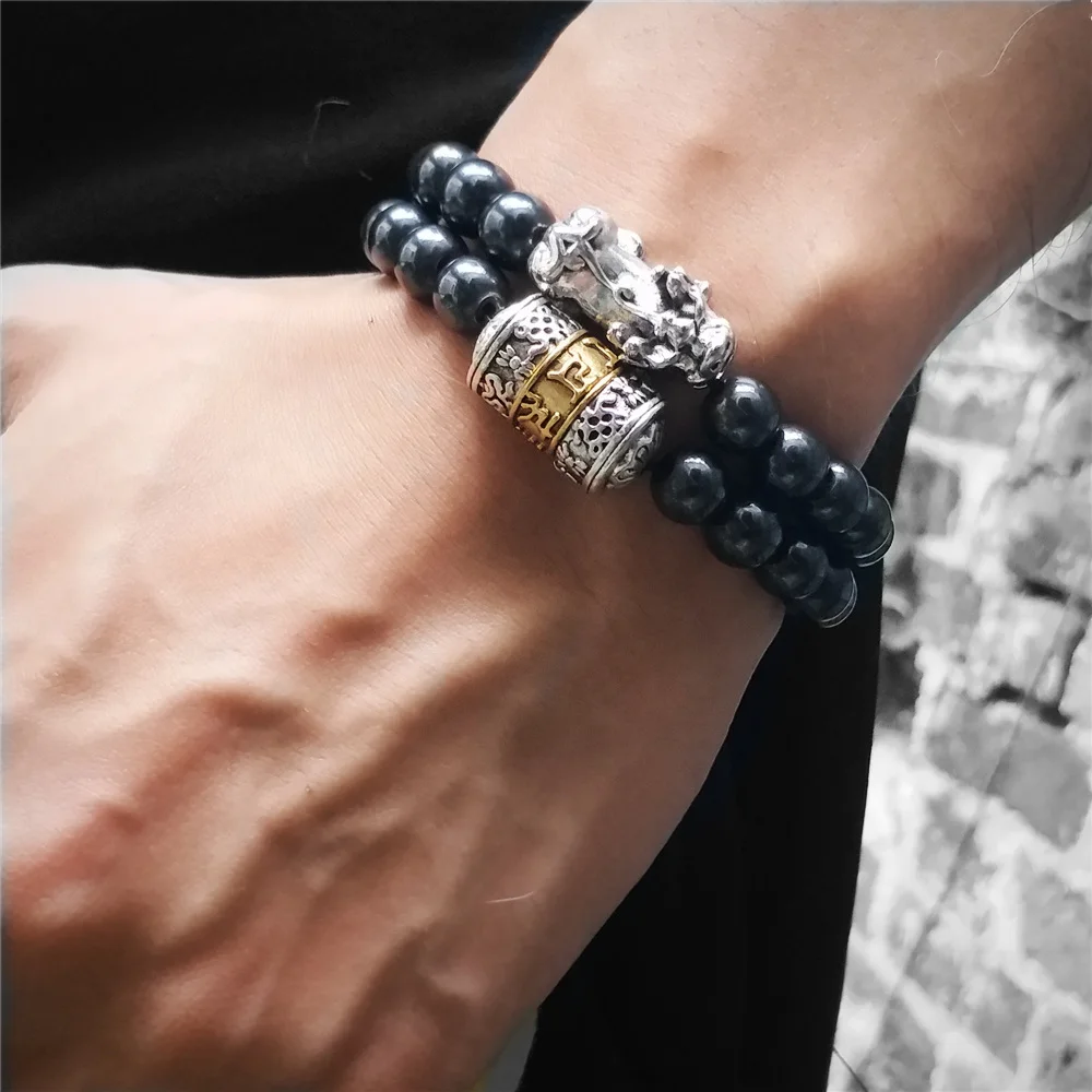 Feng Shui Magnetic Hematite Prayer Wheel Beads Bracelet Men Women Wristband Pixiu Wealth and Good Luck Pi Yao Black Bracelet
Feng Shui Magnetic Hematite Prayer Wheel Beads Bracelet Men Women Wristband Pixiu Wealth and Good Luck Pi Yao Black Bracelet