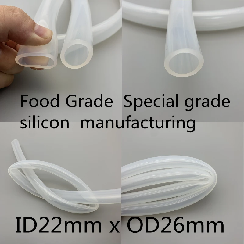 

22x26 Silicone Tubing ID 22mm OD 26mm Food Grade Flexible Drink Tubing Pipe Temperature Resistance Nontoxic Transparent