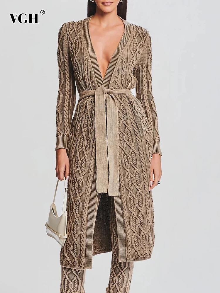 VGH Patchwork Lace Up Casual Knitting Windbreakers For Women V Neck Long Sleeve Solid Minimalist Trench Female Fashion Clothing
VGH Patchwork Lace Up Casual Knitting Windbreakers For Women V Neck Long Sleeve Solid Minimalist Trench Female Fashion Clothing