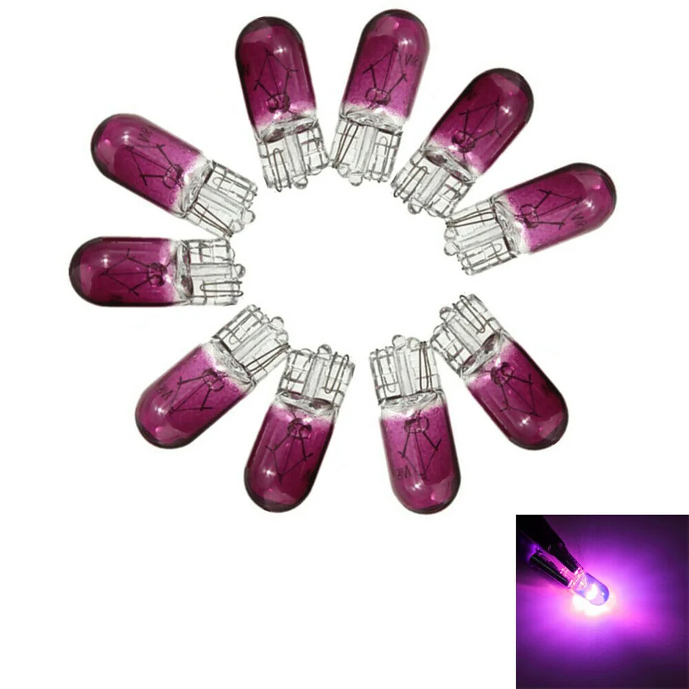 

10pcs Purple T10 501 W5W Wedge Interior Car 12V 3W Dashboard Dash Panel Gauge Bulb For Car Styling Light Bulbs Accessories