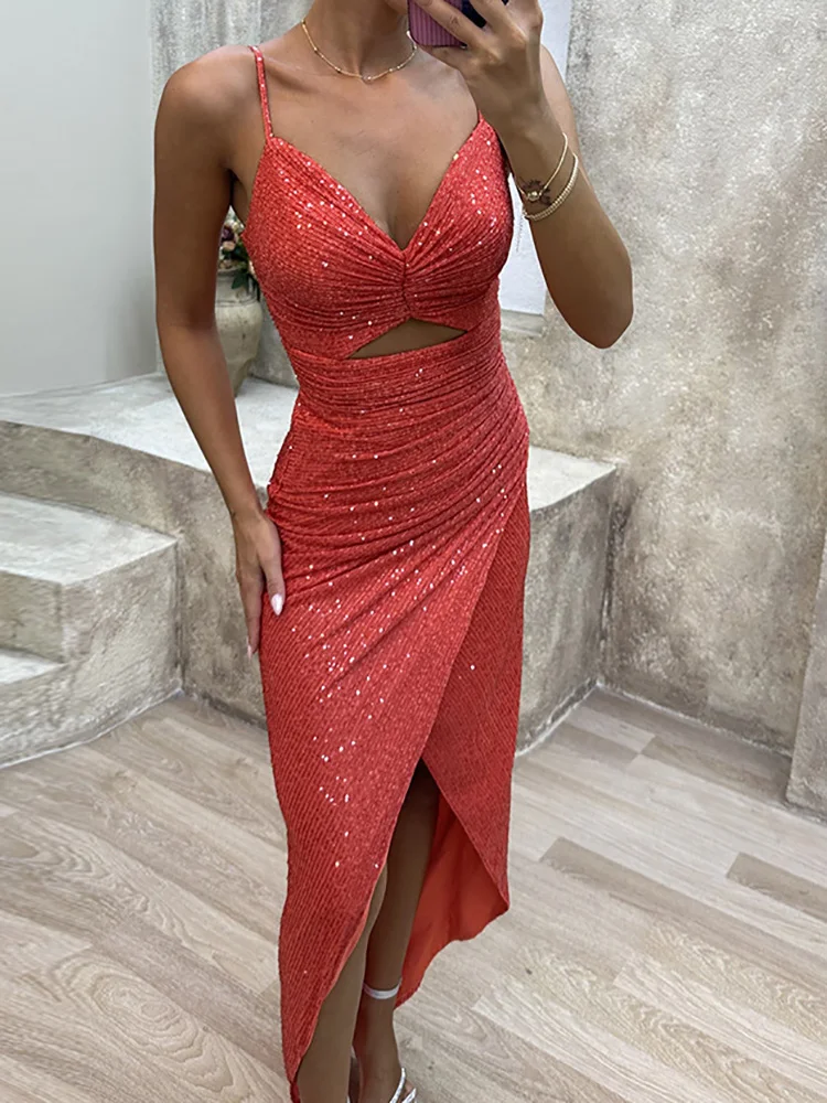 Сексуальное Платье макси с V-образным вырезом, женское летнее платье без рукавов, элегантное Дамское Платье на бретельках с вырезами, уличная одежда 
Сексуальное Платье макси с V-образным вырезом, женское летнее платье без рукавов, элегантное Дамское Платье на бретельках с вырезами, уличная одежда