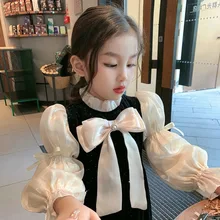 New Spring Autumn Girls Princess Velvet Dresses Elegant Girl Kids Birthday Dresses Baby Casual 1-10Ys Vestidos Kids Clothes