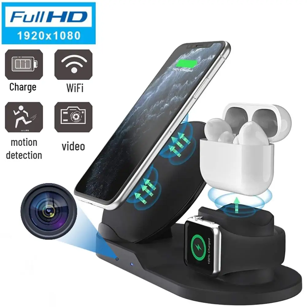 1080P Wifi Mini Camera Multi-functional Wireless Charger Camera Phone Charging Stand Motion Detection Nanny Cam
1080P Wifi Mini Camera Multi-functional Wireless Charger Camera Phone Charging Stand Motion Detection Nanny Cam