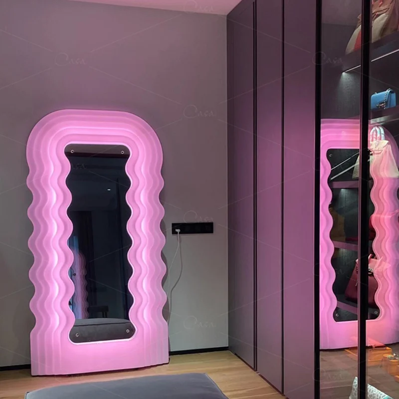 Memphis Full Length Mirror Led Light Wavy Pink Girls Full Body Mirror Vanity Macrame Creative Living Room Lamp Espejo Decoration
Memphis Full Length Mirror Led Light Wavy Pink Girls Full Body Mirror Vanity Macrame Creative Living Room Lamp Espejo Decoration