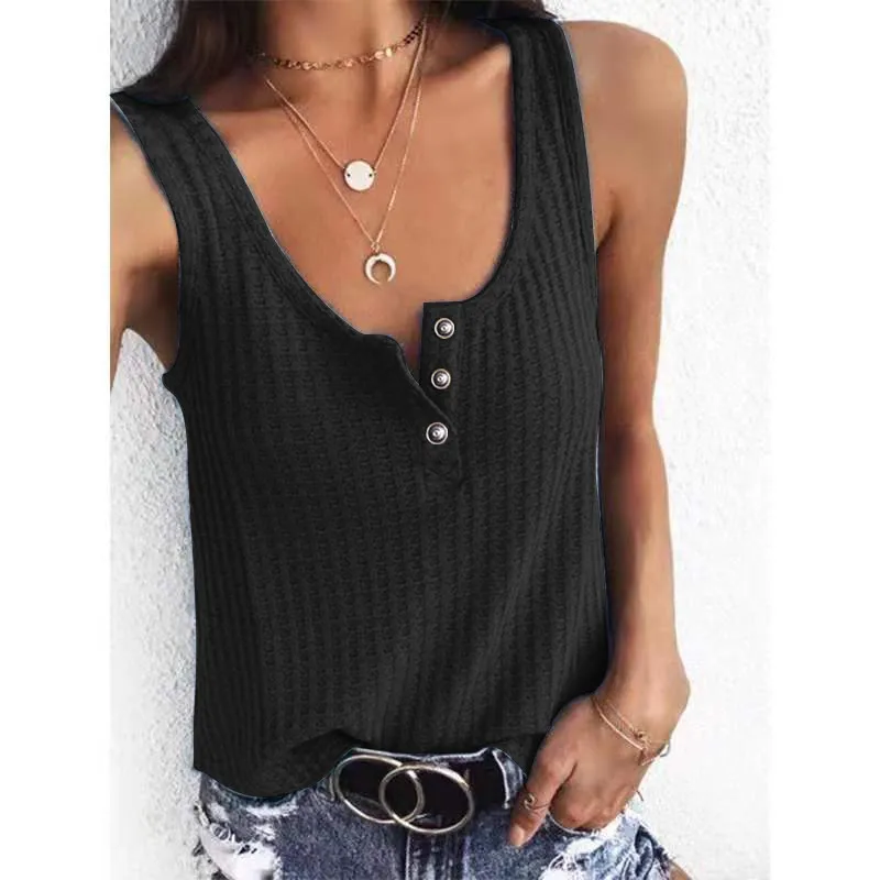 S-3XL Tank Top Women T Shirt Buttons Neck Yellow Tops Female Pullover Lady Sleeveless Tee Sexy White Black T Shirts Camisas
S-3XL Tank Top Women T Shirt Buttons Neck Yellow Tops Female Pullover Lady Sleeveless Tee Sexy White Black T Shirts Camisas
