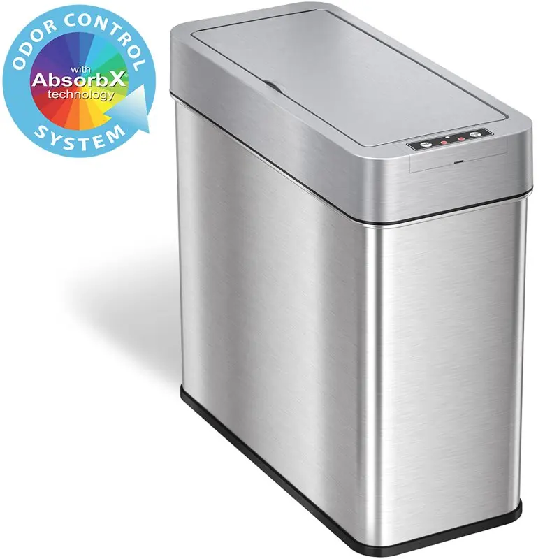 . Crisp 15 Liter Stainless Steel Sensor Trash Can with Odor Control System, Right Lid Opening, Slim and Space-Saving Automatic
. Crisp 15 Liter Stainless Steel Sensor Trash Can with Odor Control System, Right Lid Opening, Slim and Space-Saving Automatic