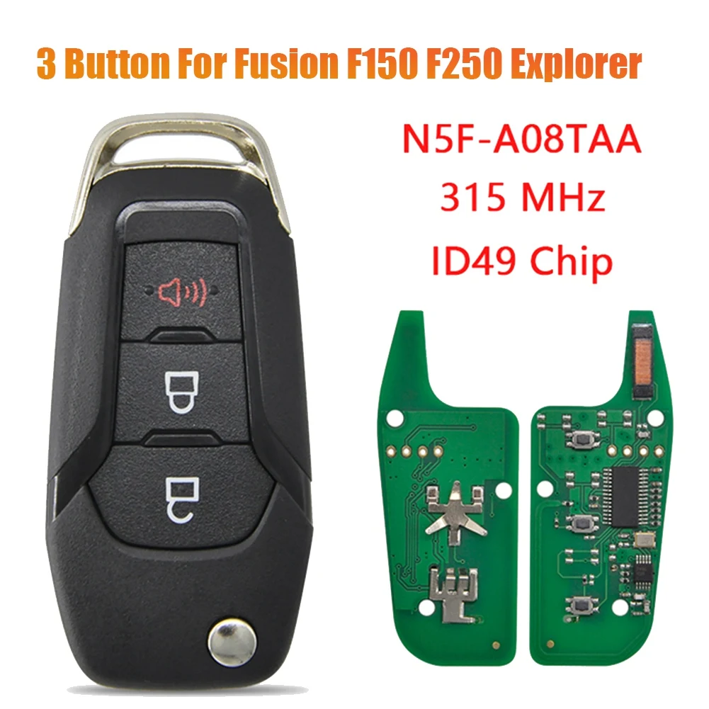 

FCC ID: флэш-брелок для автомобильного дистанционного ключа с внутренним чипом 315 МГц для Ford Fusion F150 F250 F350 Explorer, 3 кнопки