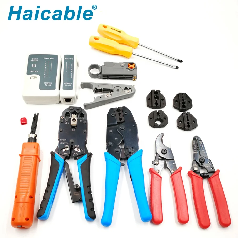 Crimper Cutter Stripper In Sets Tools For Cutting Crimping And Punching rj45 rg11 Telecom Kit
Crimper Cutter Stripper In Sets Tools For Cutting Crimping And Punching rj45 rg11 Telecom Kit