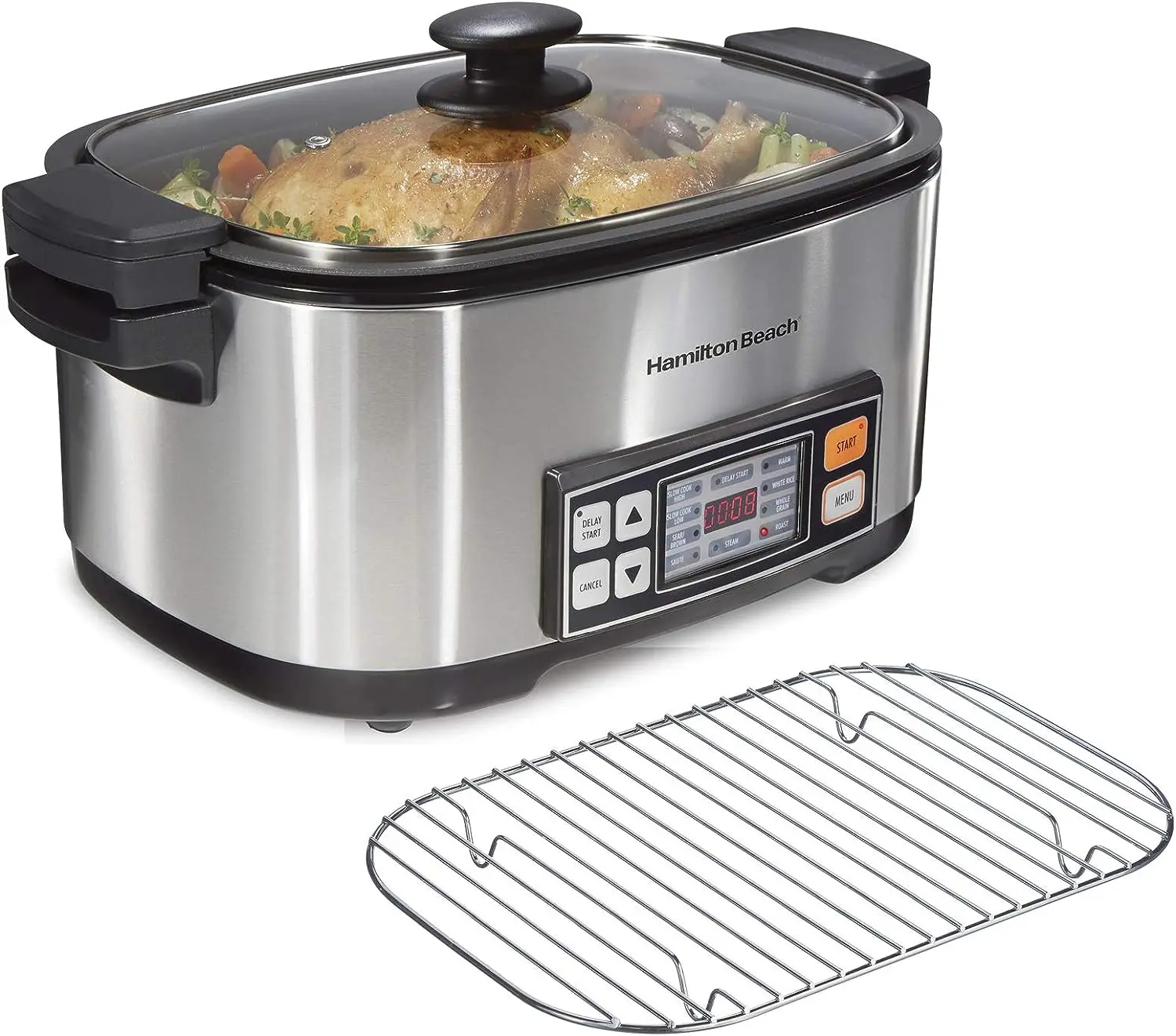 

Digital Programmable Slow Cooker with 6 quart Nonstick Crock, Sear, Saute, Steam, Rice Functions, Stainless Steel (33065) Coffee