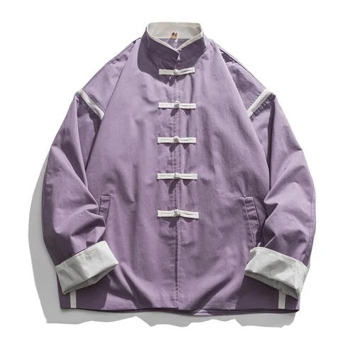 Streetwear Men Japan Fashion Loose Casual Vintage Jacket Male Chinese Stand Collar Button Coat Cityboy Oversize Overcoat 
Streetwear Men Japan Fashion Loose Casual Vintage Jacket Male Chinese Stand Collar Button Coat Cityboy Oversize Overcoat