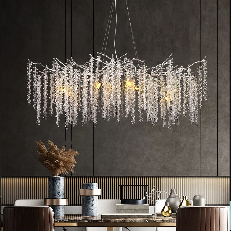 

Unique Chrome Branch Led Pendant Lights G9 Lustre Crystal Hanging Lamp Living Room Modern Pendant Lamp Suspend Lamp Fixtures