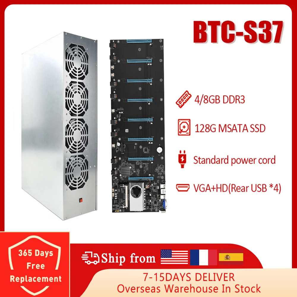 BTC S37 Mining Set Combo Case Bitcoin Crypto Miner Chassis 2000W Power Supply 4/8GB DDR3 128GB SSD 8 Graphics Cards Ethereum
BTC S37 Mining Set Combo Case Bitcoin Crypto Miner Chassis 2000W Power Supply 4/8GB DDR3 128GB SSD 8 Graphics Cards Ethereum