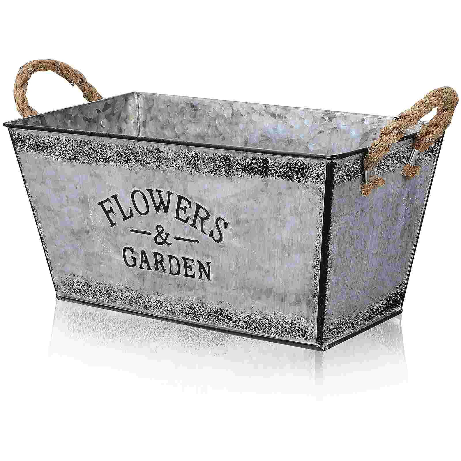 

Flower Pot Planter Iron Bucket Box Succulent Metal Rustic Arrangement Vintage Garden Vase Containers Farmhouse Planters