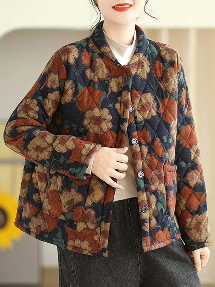 Женские повседневные стеганые куртки, Новое поступление 2023, осенне-зимние свободные женские теплые стеганые пальто в винтажном стиле с цветочным принтом, B3120
Женские повседневные стеганые куртки, Новое поступление 2023, осенне-зимние свободные женские теплые стеганые пальто в винтажном стиле с цветочным принтом, B3120