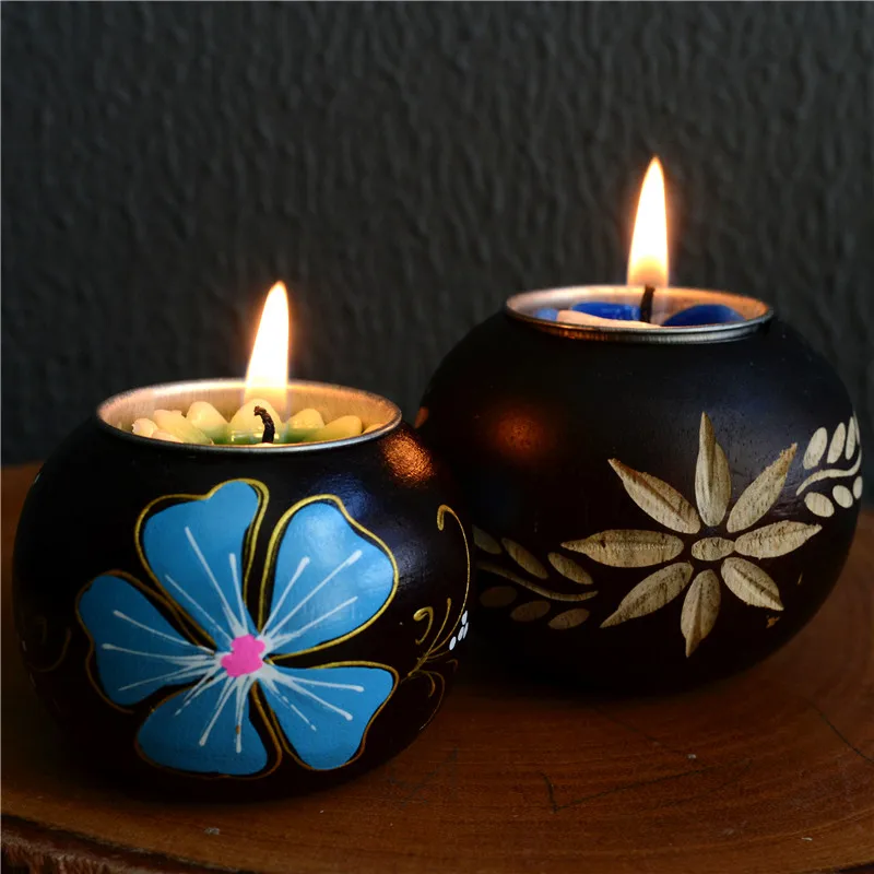 Solid wood candle romantic hand-painted carved Candlestick desktop western restaurant retro household ornaments
Solid wood candle romantic hand-painted carved Candlestick desktop western restaurant retro household ornaments