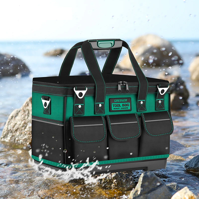 

1 PCS Green Tool Bag 1680D Oxford Fabric Cloth Electrician Bag MultiPocket Waterproof And Shatterproof Storage Bag 16 18 20 23IN