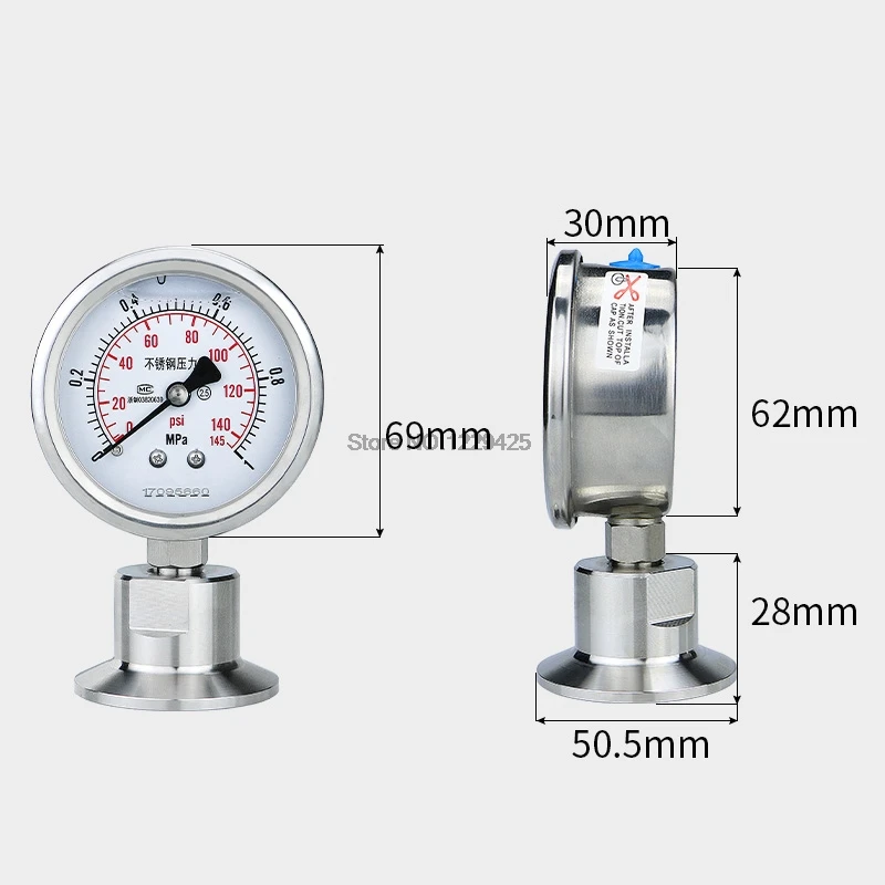 Sanitary Type Stainless Steel Diaphragm Pressure Gauge YTP60BF Fast Food Clamp Type YTP-60BF
Sanitary Type Stainless Steel Diaphragm Pressure Gauge YTP60BF Fast Food Clamp Type YTP-60BF