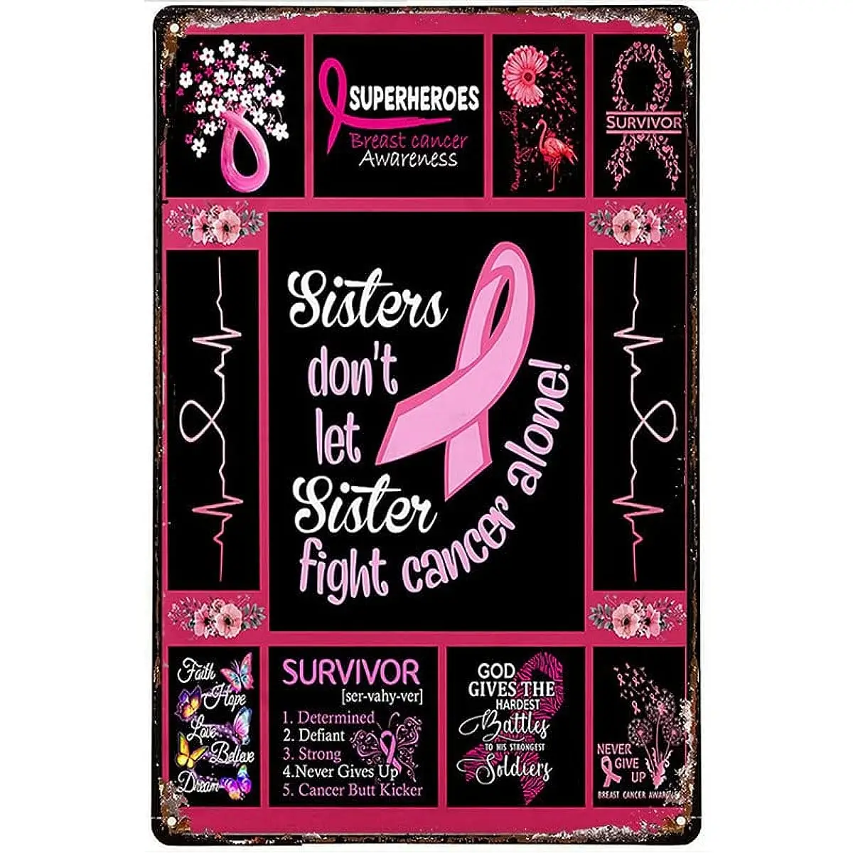 Plate Tin Sign Sisters Don’T Let Sister Fight Cancer Alone Breast Cancer Awareness Metal Tin Sign Indoor Outdoor Public 12x8 In
Plate Tin Sign Sisters Don’T Let Sister Fight Cancer Alone Breast Cancer Awareness Metal Tin Sign Indoor Outdoor Public 12x8 In